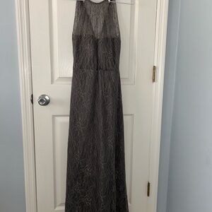 Blondie Nites Gray Lace Halter Dress